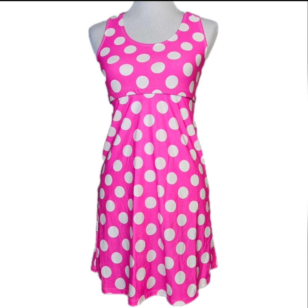 Spunkwear Original Fushia Pink Polka Dot Pullover Quick Dry Athletic Swim Dress